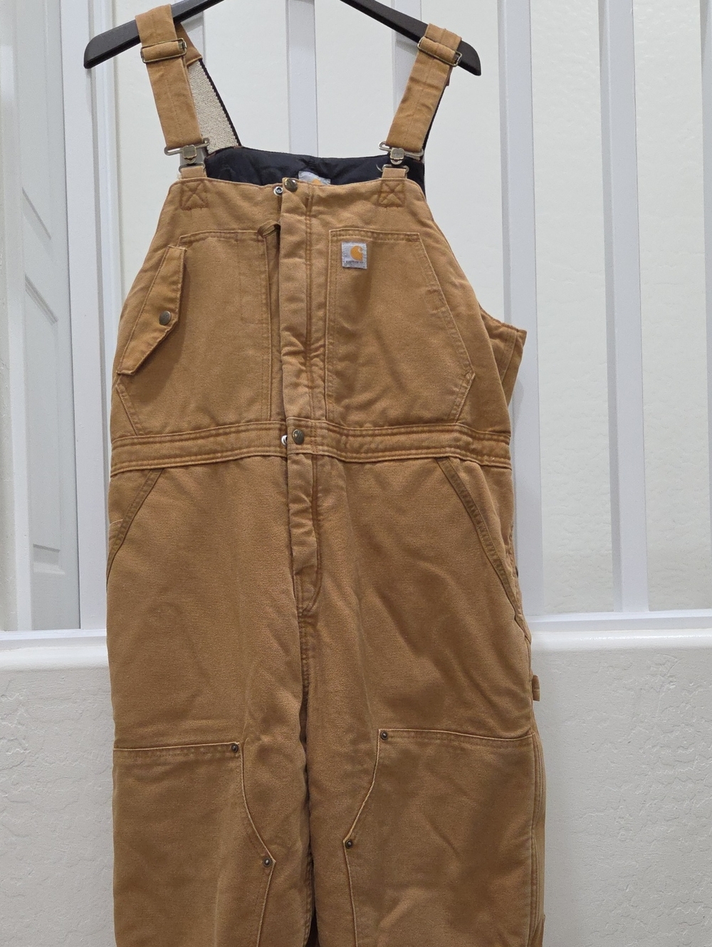 Carhartt Tan Workwear Insulated Bib Overalls LARGE SHORT